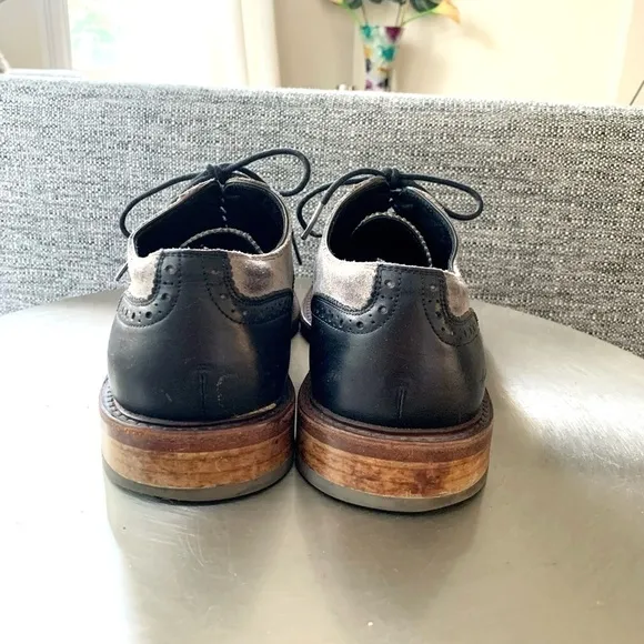 𝅺Kenneth Cole leather leather Wingtip Oxford Shoes casual  Mens 9.5 black gray
