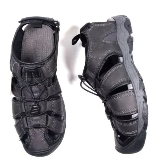 Khombu Men's Harry Active Gray Waterproof Outdoor Breathable Sandals Logo Shoes