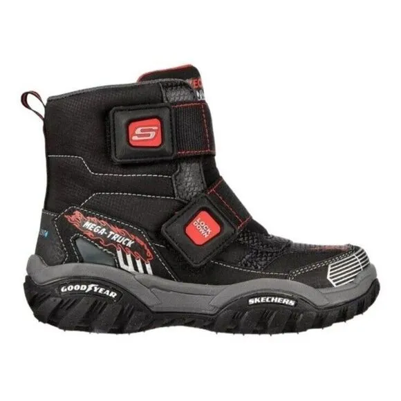 Kids Boys Shoes Turbo Speed Mega-Truck Good Year Black Waterproof Boots size 11