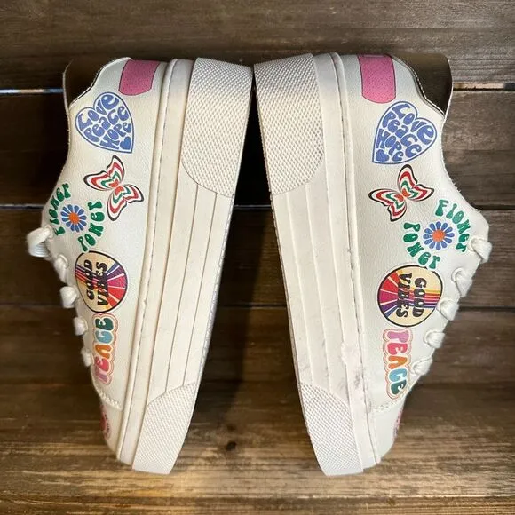 Kids Steve Madden Be Happy Multicolor Graphic Design Sneakers Shoes Size 2 Y‎