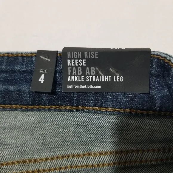 Kut From The Kloth Jeans 4 NWT High Rise Reese Fab AB Ankle Straight Leg Raw Hem