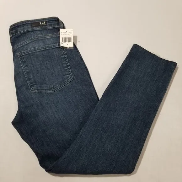 Kut From The Kloth Jeans 4 NWT High Rise Reese Fab AB Ankle Straight Leg Raw Hem