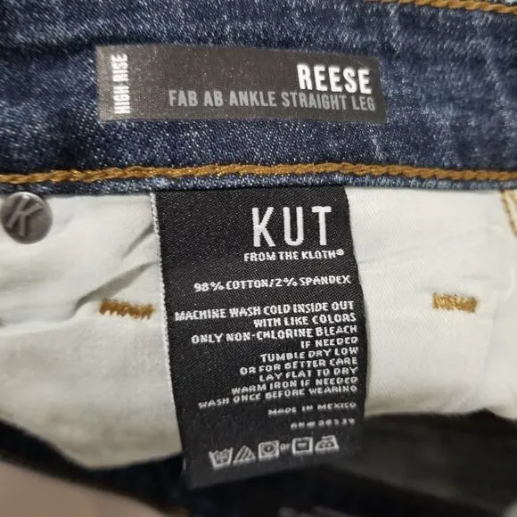 Kut From The Kloth Jeans 4 NWT High Rise Reese Fab AB Ankle Straight Leg Raw Hem