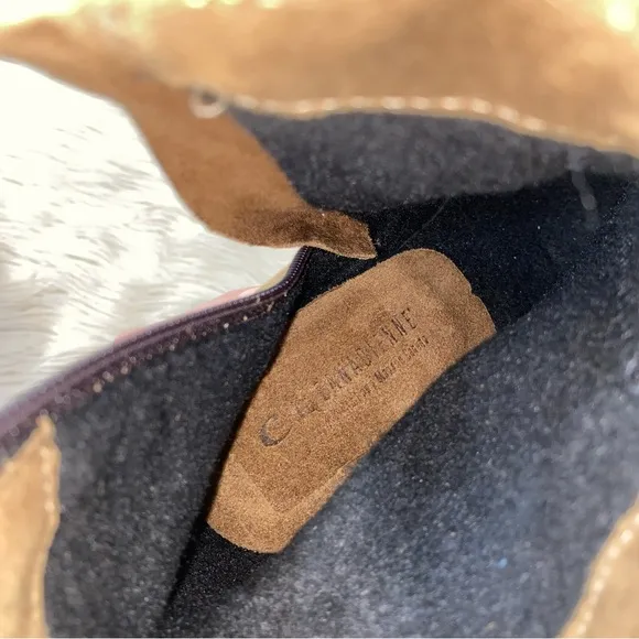 La Canadienne Tan Suede Leather Krista Waterproof Wedge Bootie Boots