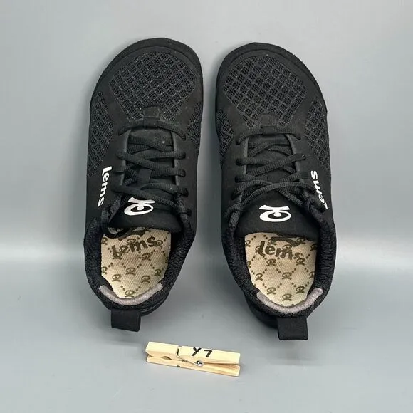 Lems Primal 2 Women's 7.5 Black Athletic Shoes Lace-Up Low Top Running Shoes