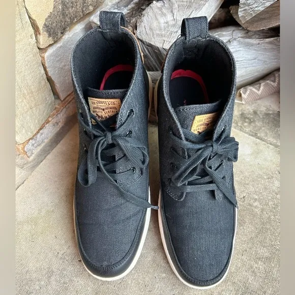 Levi’s Hi-top denim mens casual canvas lace up sneakers Sz-9.  F