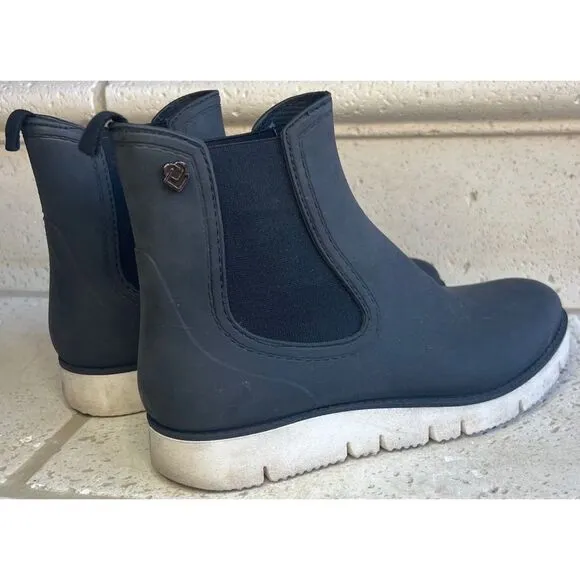 LIEBESKIND ANKLE BOOTS Black Rubber Slip On Shoes Size 38-8