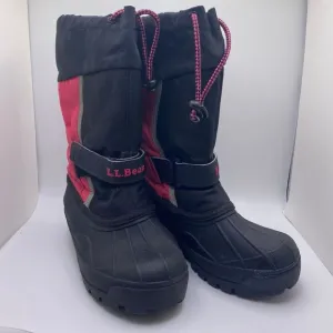 LL BEAN Kids 13 Northwoods Felt Lined Waterproof Warm Winter Boots Black &amp; Pink