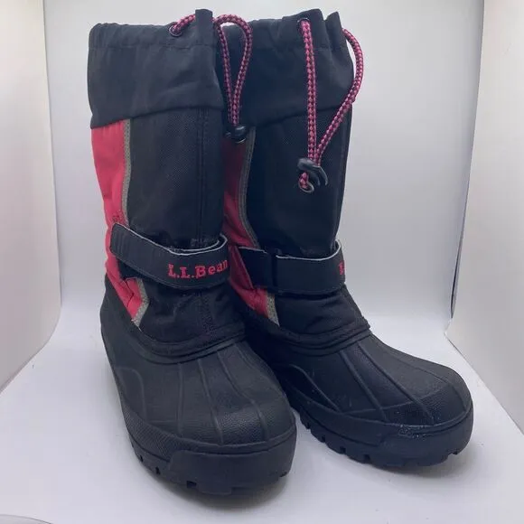 LL BEAN Kids 13 Northwoods Felt Lined Waterproof Warm Winter Boots Black &amp; Pink