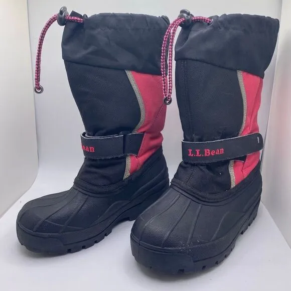 LL BEAN Kids 13 Northwoods Felt Lined Waterproof Warm Winter Boots Black &amp; Pink