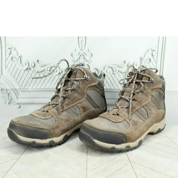LL Bean Trail Model 4 Brown Suede Lace Up Waterproof Hiking Boots Size 9.5 Wide