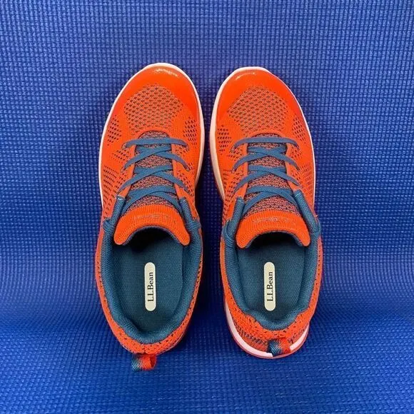 L.L. Bean Kid's Size 4 - Orange/Blue Lace-up Running Shoes Sneakers 304419