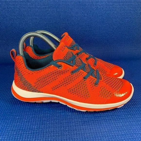 L.L. Bean Kid's Size 4 - Orange/Blue Lace-up Running Shoes Sneakers 304419
