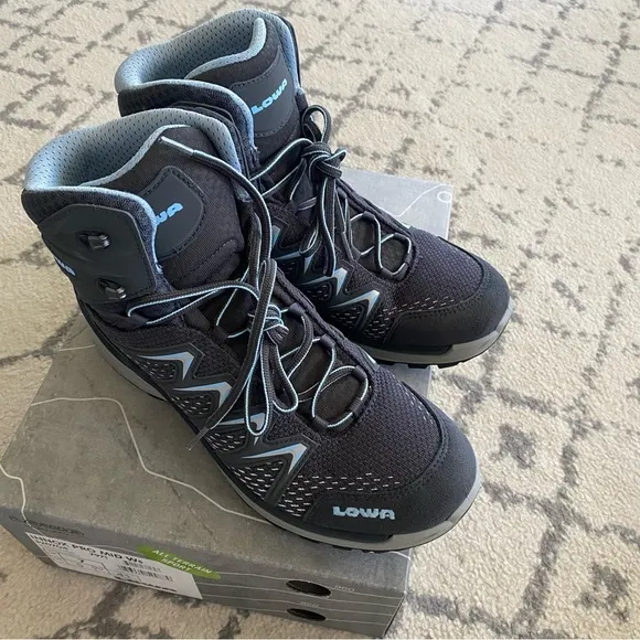Lowa Innox Pro Mid Graphite Grey and Blue Hiking and Outdoor Boots