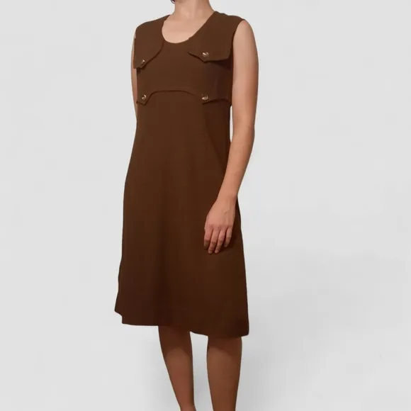 Luxury 1960s SHANNON RODGERS FOR JERRY SILVERMAN Linen Dress Vintage Brown M