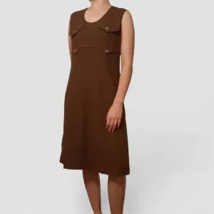 Luxury 1960s SHANNON RODGERS FOR JERRY SILVERMAN Linen Dress Vintage Brown M