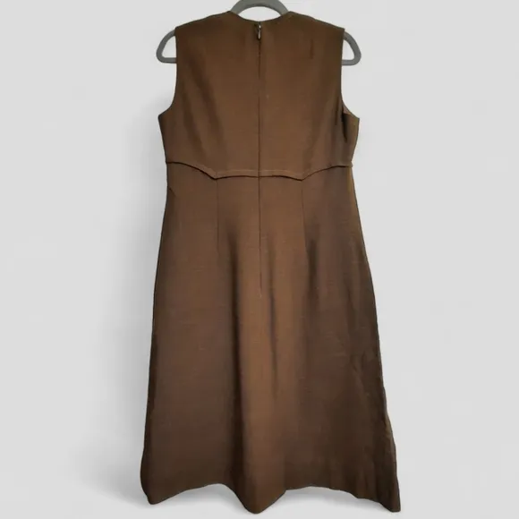 Luxury 1960s SHANNON RODGERS FOR JERRY SILVERMAN Linen Dress Vintage Brown M