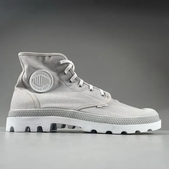 Men’s 9.5 Women’s 11 Palladium Pampa Hi Gray Canvas Casual Ankle Combat Boot EUC