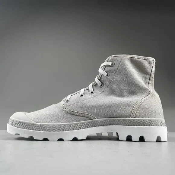 Men’s 9.5 Women’s 11 Palladium Pampa Hi Gray Canvas Casual Ankle Combat Boot EUC