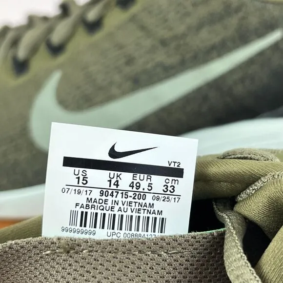 Mens Nike LunarGlide 9 Olive Green Athletic Running Sneakers Shoes Size 15 M EUC