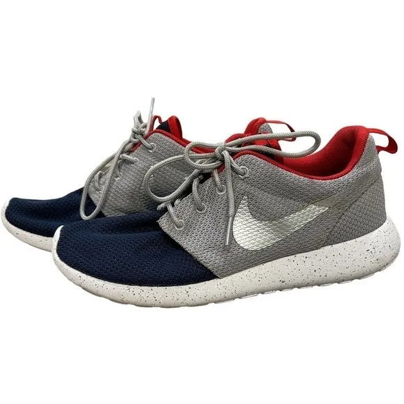 MEN’S NikeiD Roshe Running Sneaker Shoes, Size 7.5  Gray Blue Red