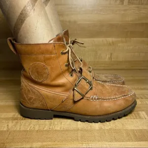 Mens Polo Ralph Lauren Redmond BO-CSL Brown Hiking Pebbled Leather Boots SZ 9D
