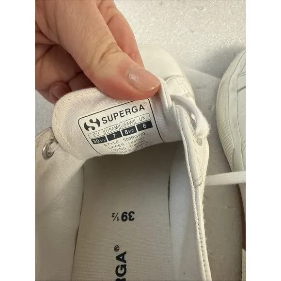 Men’s Superga Sneakers 39.5 white Leather Low Top Shoes US Men’s 7 women’s 8.5