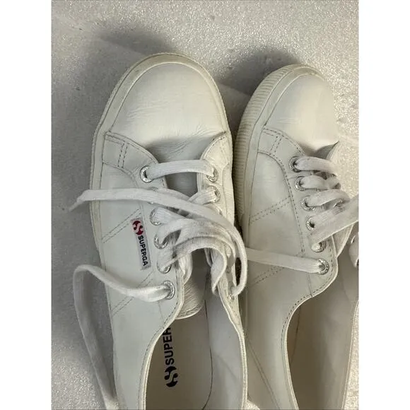 Men’s Superga Sneakers 39.5 white Leather Low Top Shoes US Men’s 7 women’s 8.5