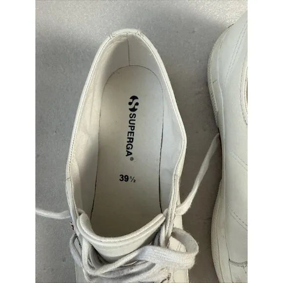 Men’s Superga Sneakers 39.5 white Leather Low Top Shoes US Men’s 7 women’s 8.5