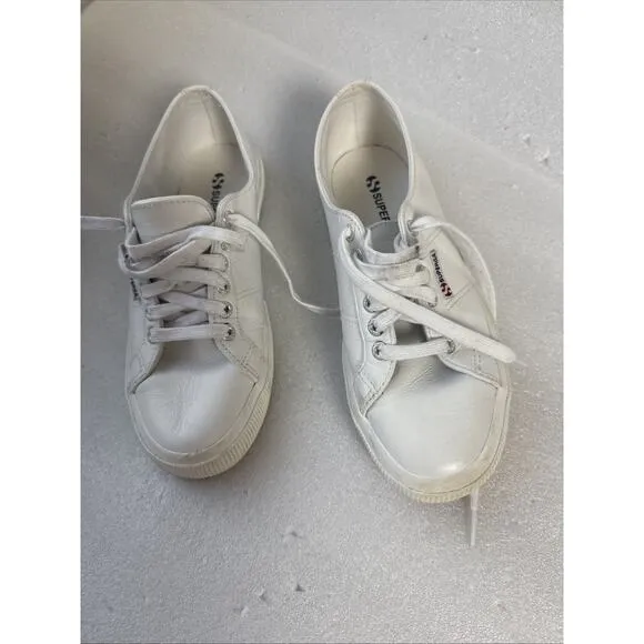 Men’s Superga Sneakers 39.5 white Leather Low Top Shoes US Men’s 7 women’s 8.5