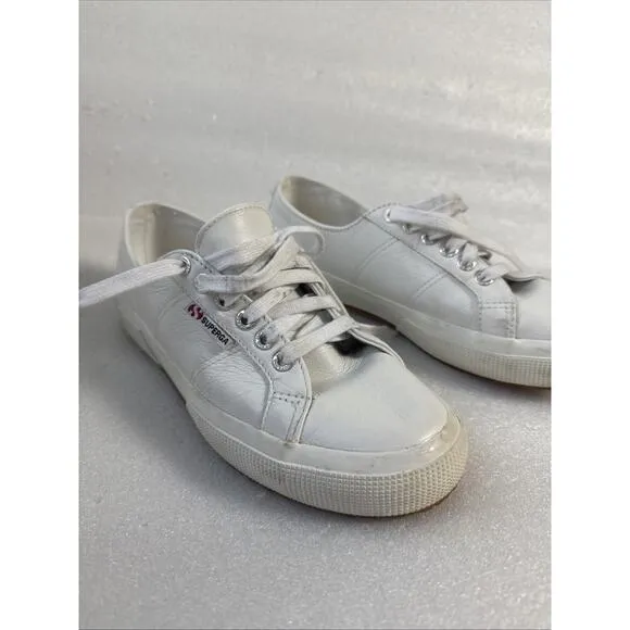 Men’s Superga Sneakers 39.5 white Leather Low Top Shoes US Men’s 7 women’s 8.5