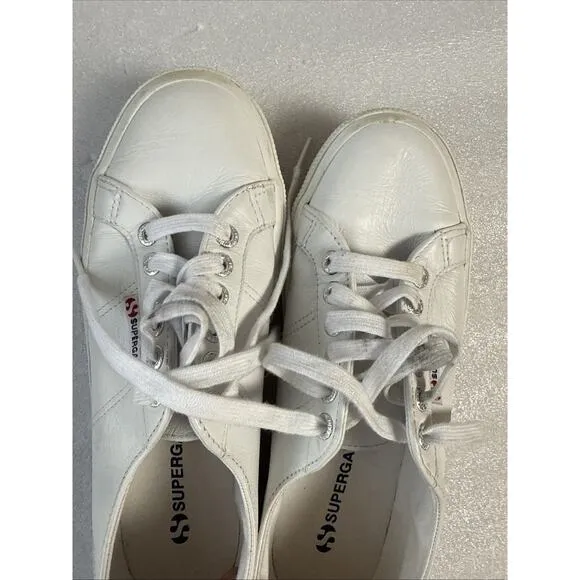 Men’s Superga Sneakers 39.5 white Leather Low Top Shoes US Men’s 7 women’s 8.5