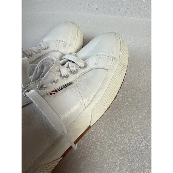 Men’s Superga Sneakers 39.5 white Leather Low Top Shoes US Men’s 7 women’s 8.5