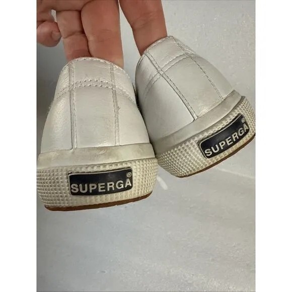 Men’s Superga Sneakers 39.5 white Leather Low Top Shoes US Men’s 7 women’s 8.5