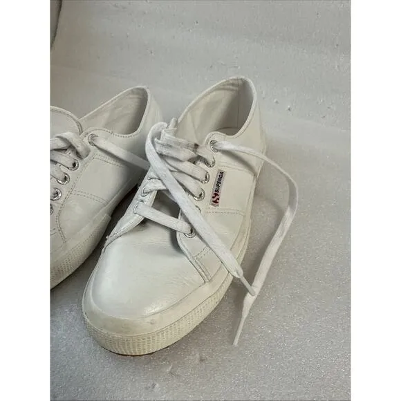 Men’s Superga Sneakers 39.5 white Leather Low Top Shoes US Men’s 7 women’s 8.5