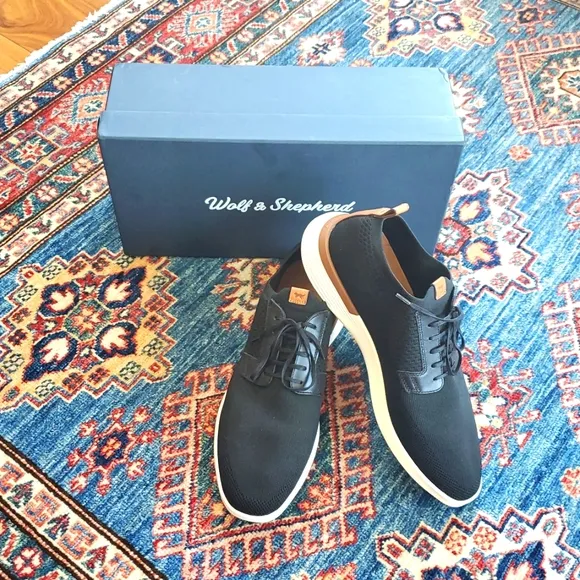 Men's Wolf &amp; Shepherd SwiftKnit Derby Black Casual Men's Shoes In Size 12