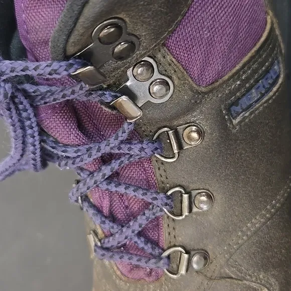 Merrell Adirondack Plum Brown Leather Ankle Hiking Boots Womens Size 6.5
