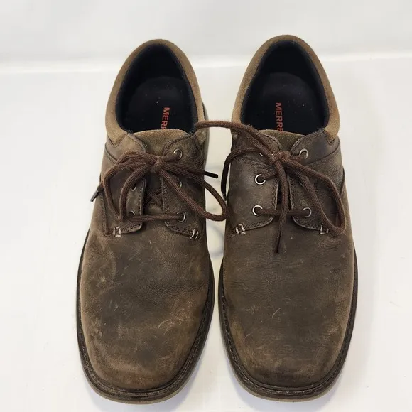 Merrell Men World Vue Brown Leather Casual Oxford Shoe Size 11.5 Lace Up Comfort