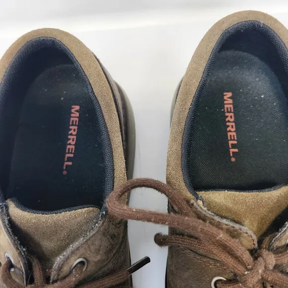 Merrell Men World Vue Brown Leather Casual Oxford Shoe Size 11.5 Lace Up Comfort
