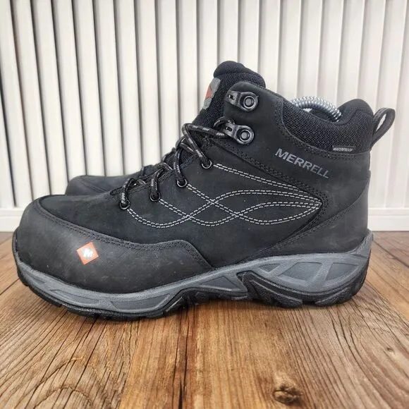 Merrell Siren LTR Mid Womens Sz 7.5 M Black Leather Waterproof Alloy Toe Boots
