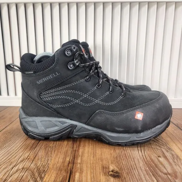 Merrell Siren LTR Mid Womens Sz 7.5 M Black Leather Waterproof Alloy Toe Boots