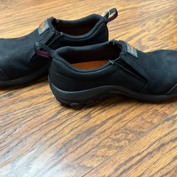 Merrell Work Jungle Moc Leather Composite Toe Shoes, Black, 5.5 US