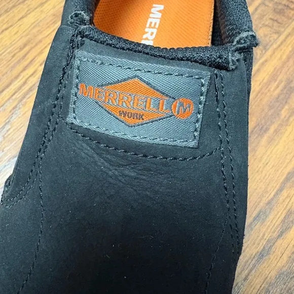 Merrell Work Jungle Moc Leather Composite Toe Shoes, Black, 5.5 US
