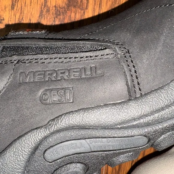Merrell Work Jungle Moc Leather Composite Toe Shoes, Black, 5.5 US