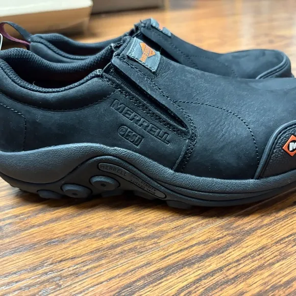 Merrell Work Jungle Moc Leather Composite Toe Shoes, Black, 5.5 US