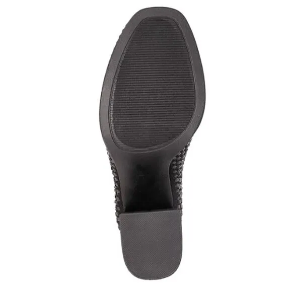 MIA Shoes Piana Block-Heel Rhinestone Knit Booties in Black NEW Size 6.5