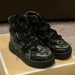 Michael Kors Ivy Vin shoes sneakers new black grey TD Toddlers Girls Size 6