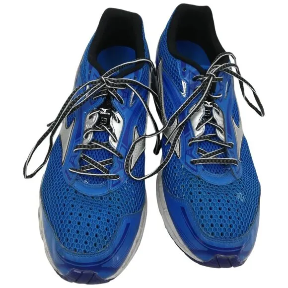 Mizuno Wave Legend 3 Blue Running Shoes Size 12 Mens Gray Reflective Athletic