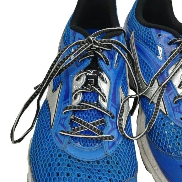 Mizuno Wave Legend 3 Blue Running Shoes Size 12 Mens Gray Reflective Athletic