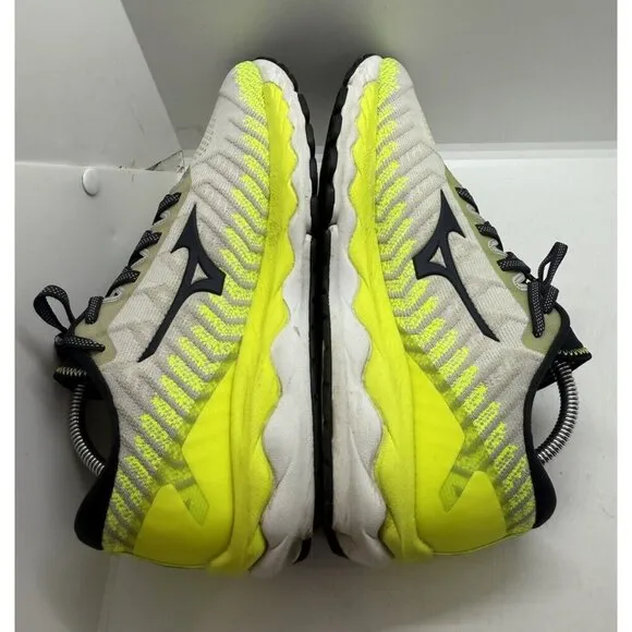 Mizuno Wave Sky 4 Men's Gray Neon Green Sz 9 Waveknit Running Shoes Sneakers